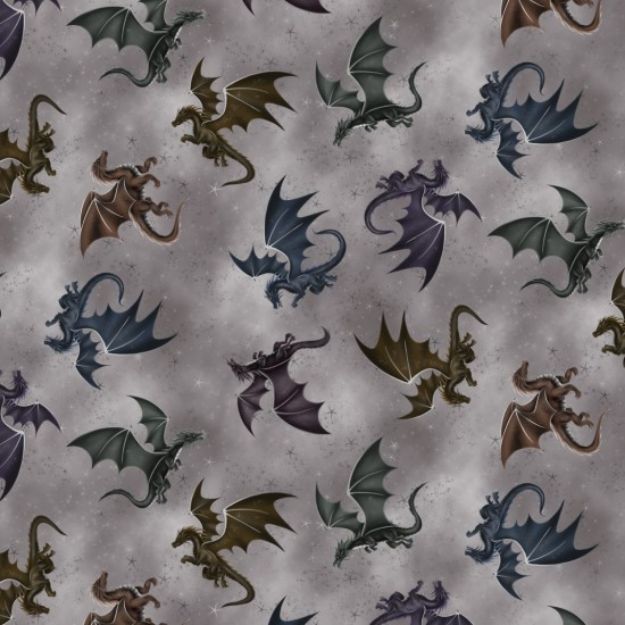 Picture of Fabric Fire & Fury Dragon Grey