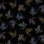 Picture of Fat Qtr Fire & Fury Dragon Black